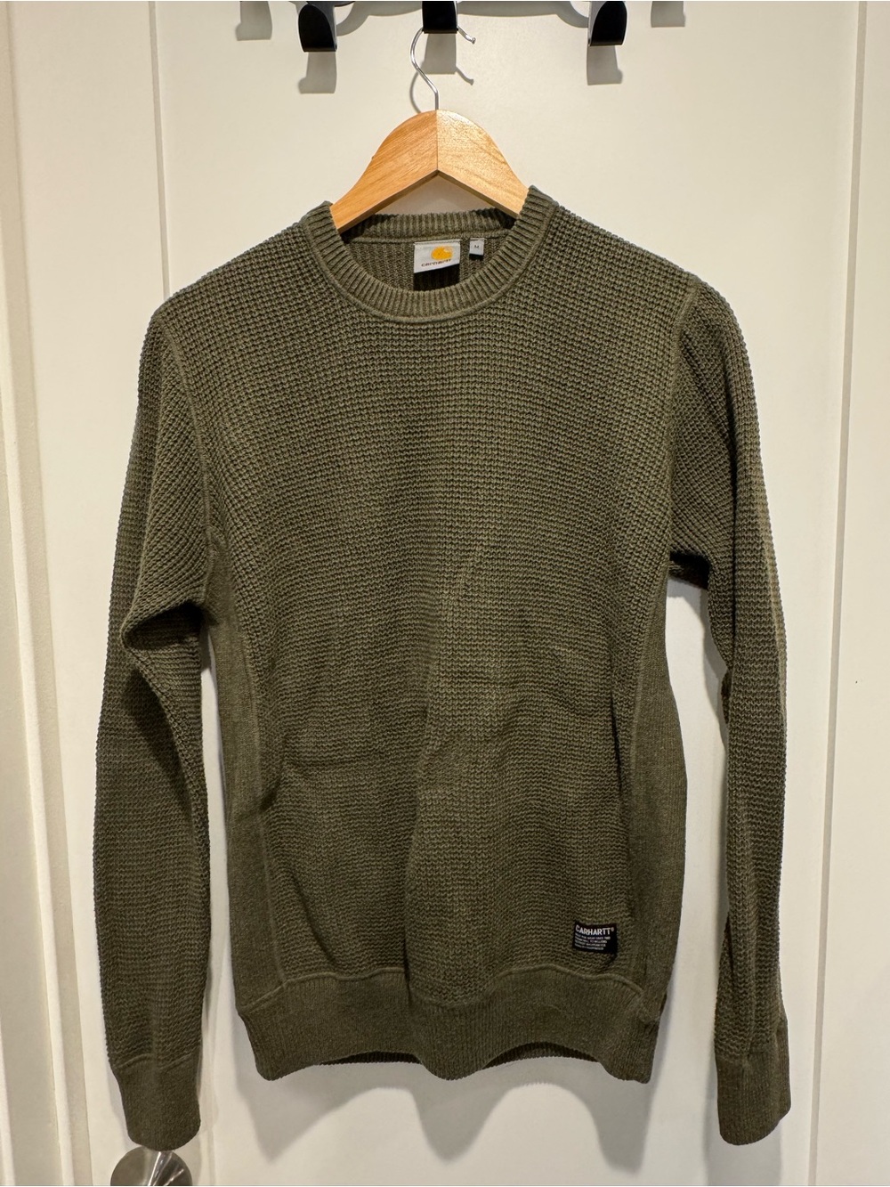 Carhartt WIP Olive Green Crewneck Waffle Knit Sweater